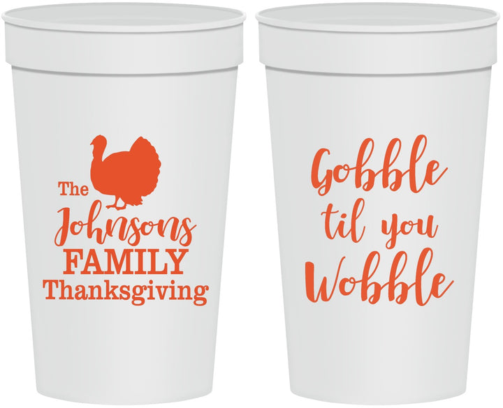 Personalized Thanksgiving 32 oz Stadium Cups - Gobble Til You Wobble | 260004