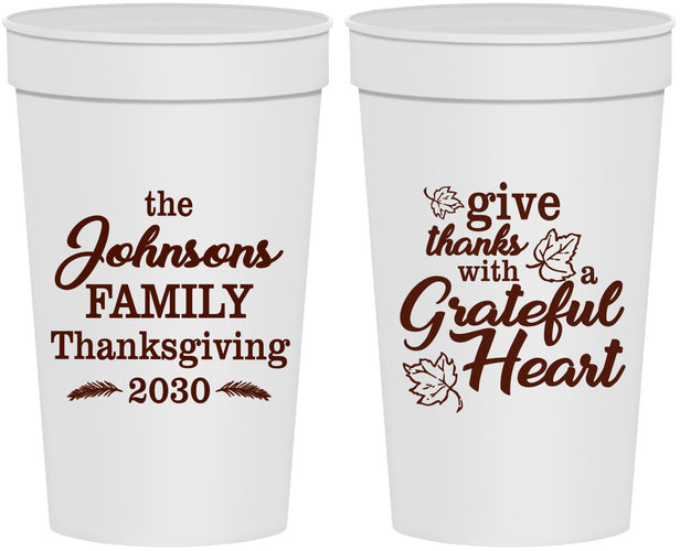 Personalized Thanksgiving 32 oz Stadium Cups - Grateful | 260006
