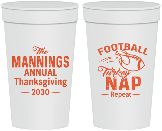 Personalized Thanksgiving 32 oz Stadium Cups - Football Turkey | 260012