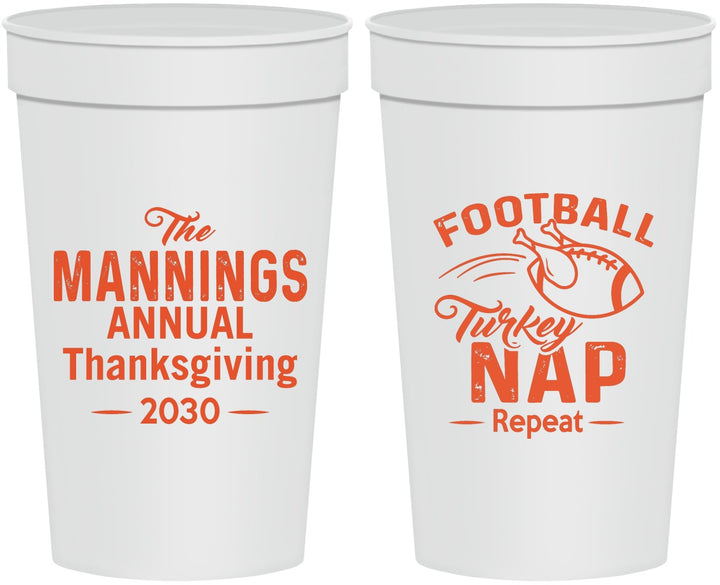 Personalized Thanksgiving 32 oz Stadium Cups - Football Turkey | 260012