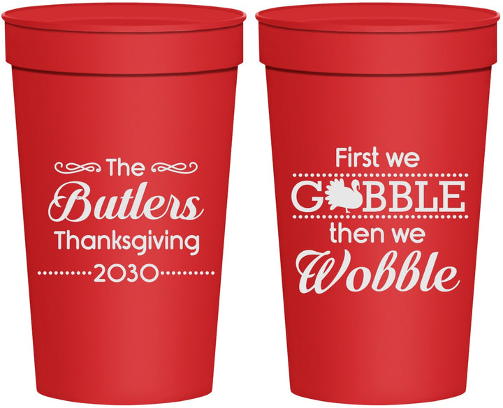 Personalized Thanksgiving 32 oz Stadium Cups - Gobble Til You Wobble | 260013