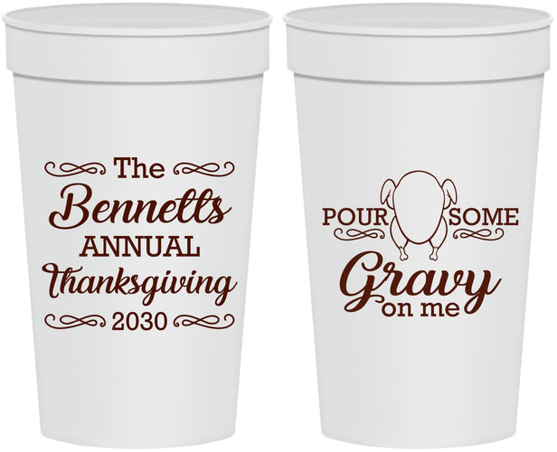 Personalized Thanksgiving 32 oz Stadium Cups - Turkey Gravy | 260015
