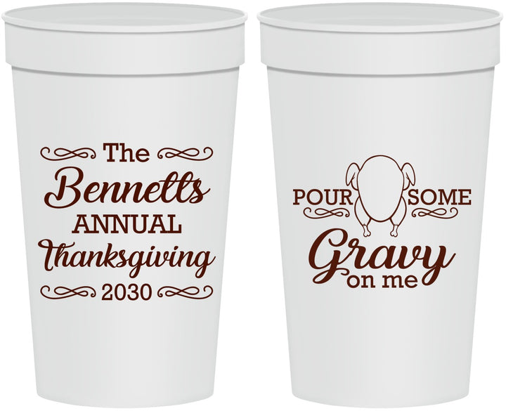 Personalized Thanksgiving 32 oz Stadium Cups - Turkey Gravy | 260015