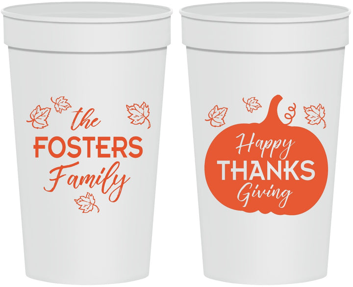 Personalized Thanksgiving 32 oz Stadium Cups - Pumpkin | 260016