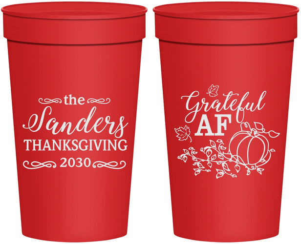 Personalized Thanksgiving 32 oz Stadium Cups - Grateful Af | 260017
