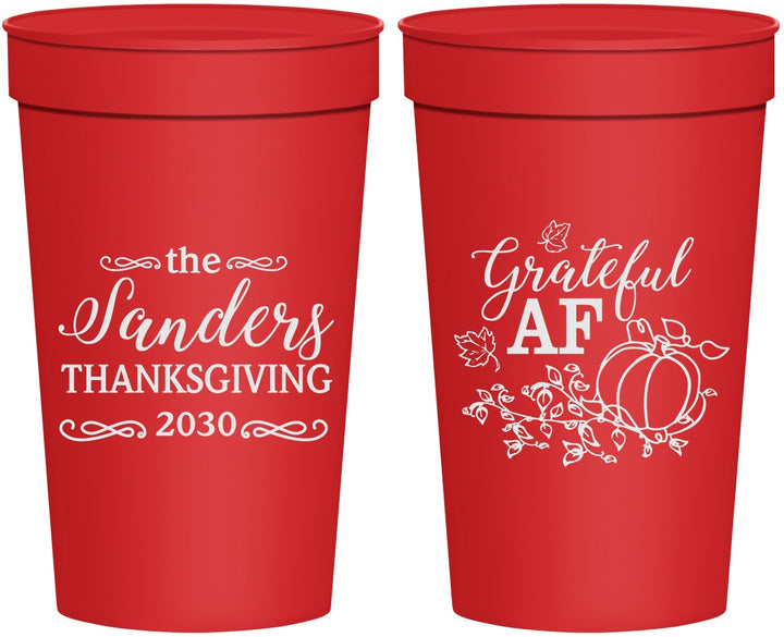 Personalized Thanksgiving 32 oz Stadium Cups - Grateful Af | 260017