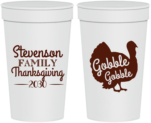 Personalized Thanksgiving 32 oz Stadium Cups - Gobble Turkey | 260018