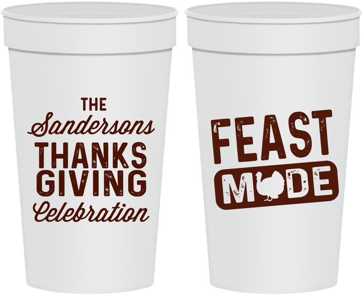 Personalized Thanksgiving 32 oz Stadium Cups - Feast Mode | 260019
