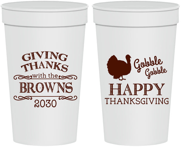 Personalized Thanksgiving 32 oz Stadium Cups - Gobble Gobble | 260022
