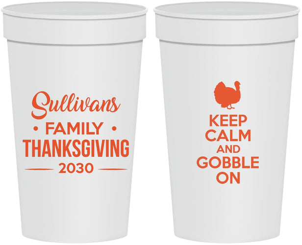 Personalized Thanksgiving 32 oz Stadium Cups - Gobble Turkey | 260024
