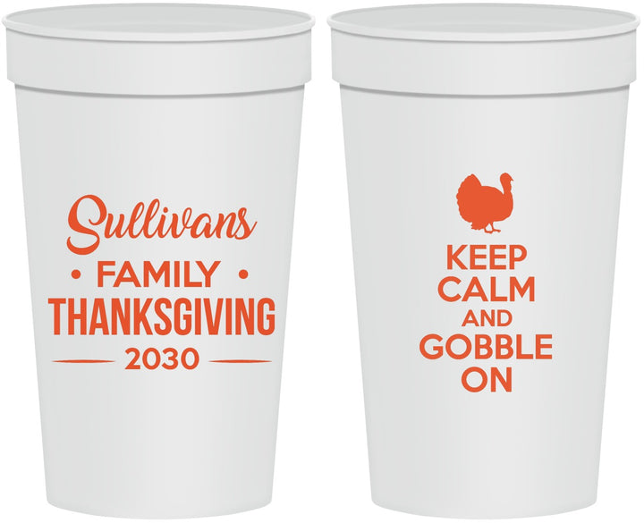Personalized Thanksgiving 32 oz Stadium Cups - Gobble Turkey | 260024