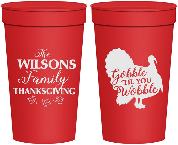 Personalized Thanksgiving 32 oz Stadium Cups - Gobble Til You Wobble | 260025