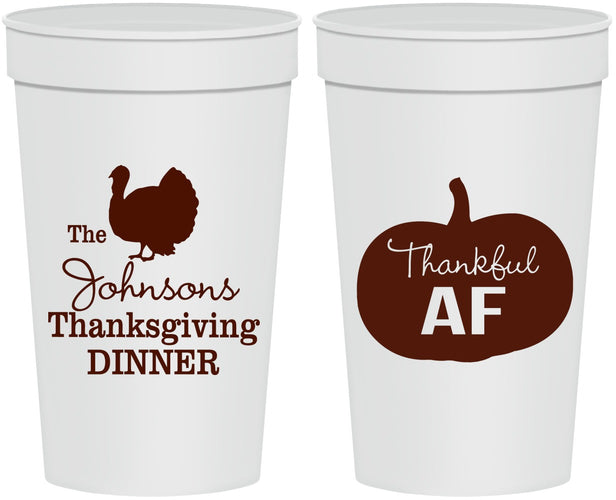 Personalized Thanksgiving 32 oz Stadium Cups - Thankful Af | 260026