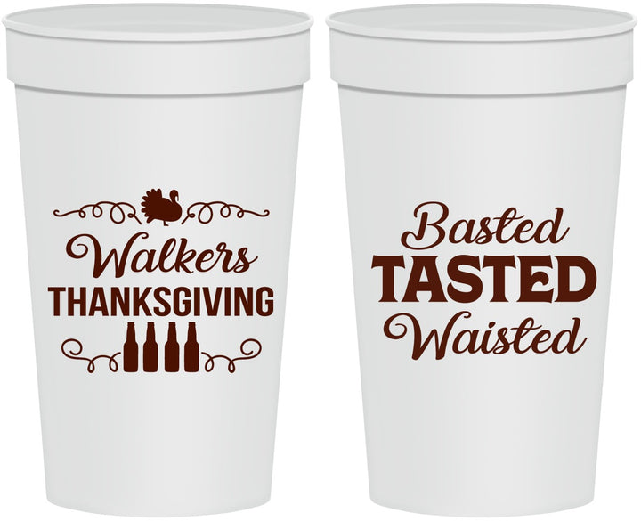Personalized Thanksgiving 32 oz Stadium Cups - Basted Tasted Waisted | 260027