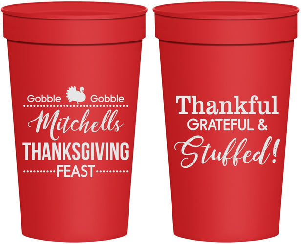 Personalized Thanksgiving 32 oz Stadium Cups - Thankful Stuffed | 260029