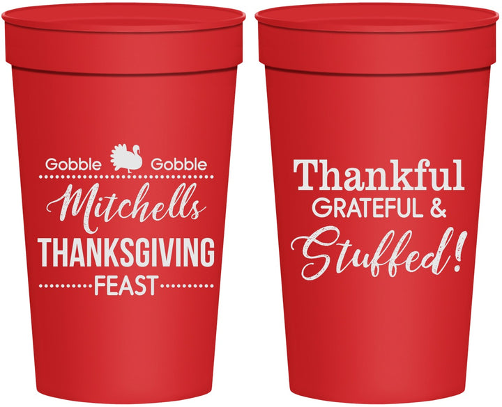 Personalized Thanksgiving 32 oz Stadium Cups - Thankful Stuffed | 260029