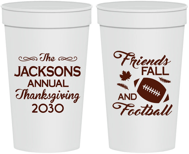 Personalized Thanksgiving 32 oz Stadium Cups - Football | 260031