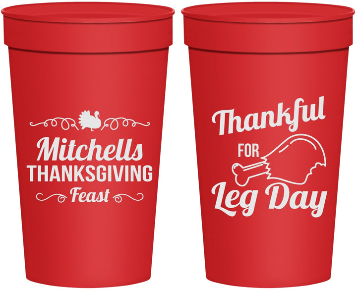Personalized Thanksgiving 32 oz Stadium Cups - Leg Day | 260033