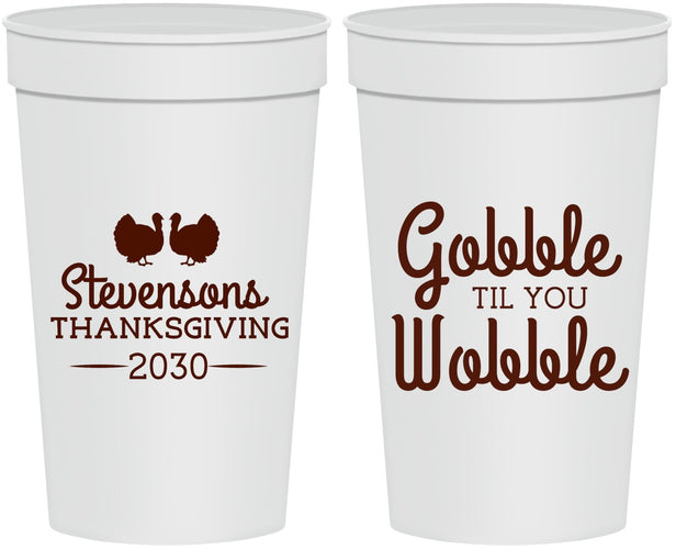 Personalized Thanksgiving 32 oz Stadium Cups - Gobble Til You Wobble | 260034