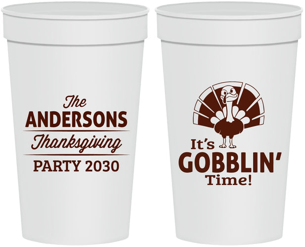 Personalized Thanksgiving 32 oz Stadium Cups - Turkey Gobblin | 260035