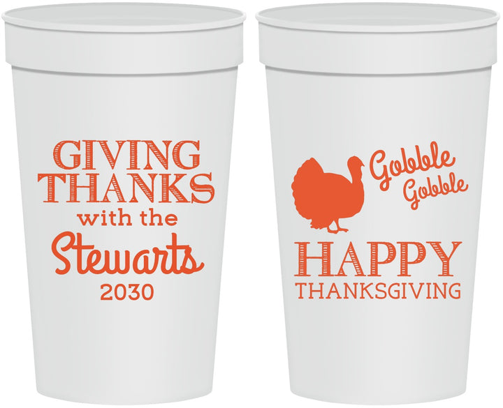 Personalized Thanksgiving 32 oz Stadium Cups - Gobble Gobble | 260040