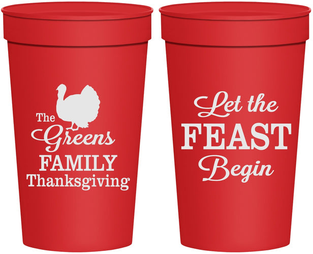 Personalized Thanksgiving 32 oz Stadium Cups - Let The Feast Begin | 260041