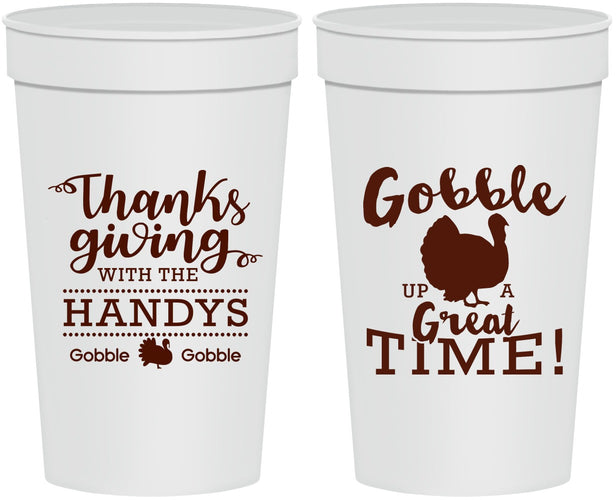 Personalized Thanksgiving 32 oz Stadium Cups - Turkey Gobble | 260043