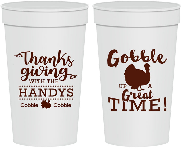 Personalized Thanksgiving 32 oz Stadium Cups - Turkey Gobble | 260043