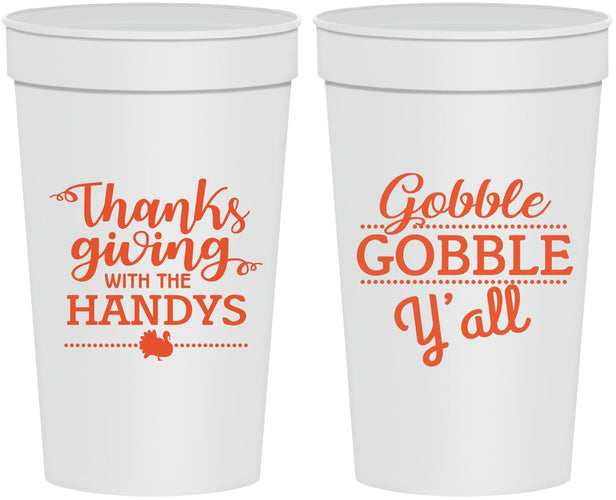 Personalized Thanksgiving 32 oz Stadium Cups - Gobble Gobble | 260044