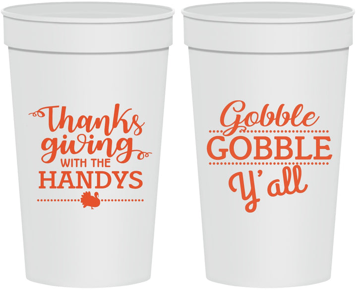 Personalized Thanksgiving 32 oz Stadium Cups - Gobble Gobble | 260044
