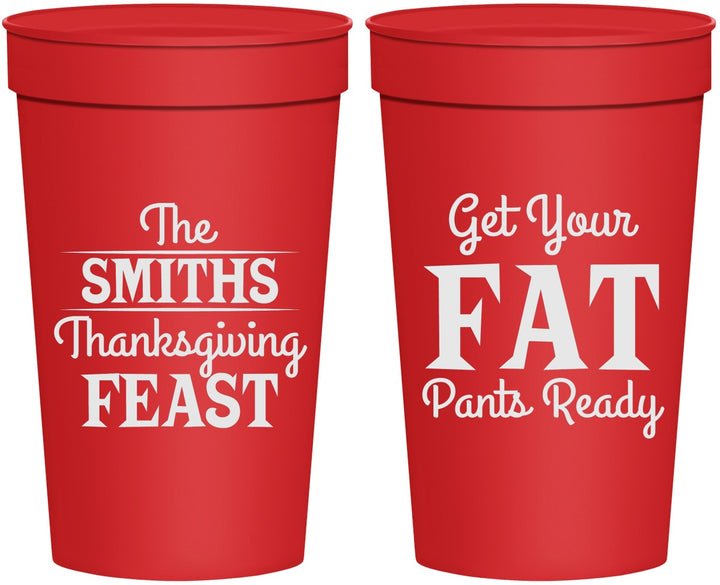 Personalized Thanksgiving 32 oz Stadium Cups - Fat Pants Ready | 260045