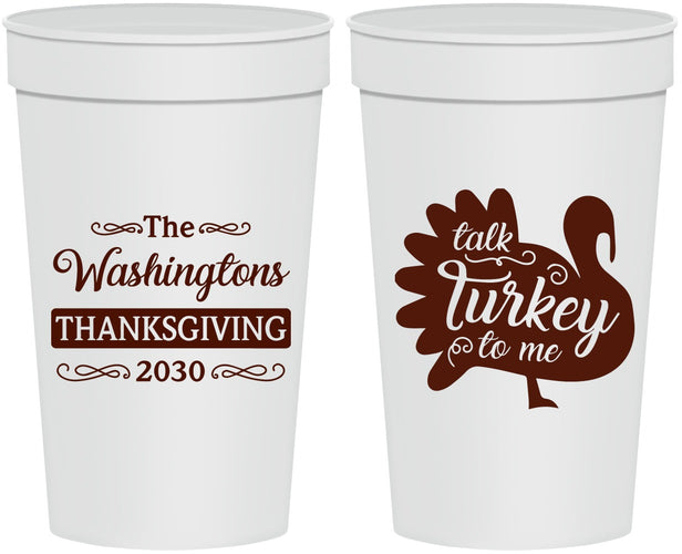Personalized Thanksgiving 32 oz Stadium Cups - Talk Turkey To Me | 260046