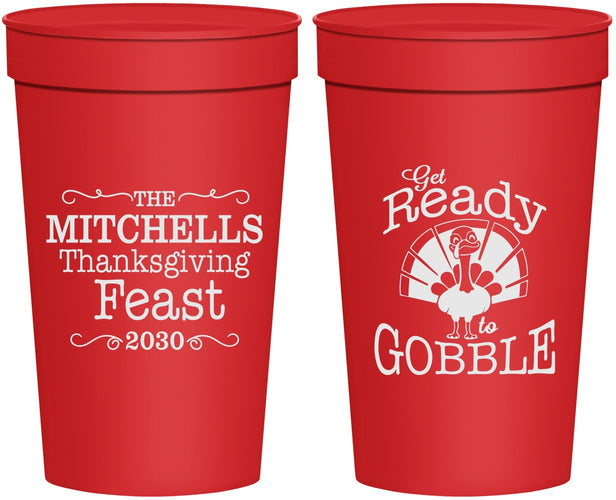 Personalized Thanksgiving 32 oz Stadium Cups - Turkey Gobble | 260049