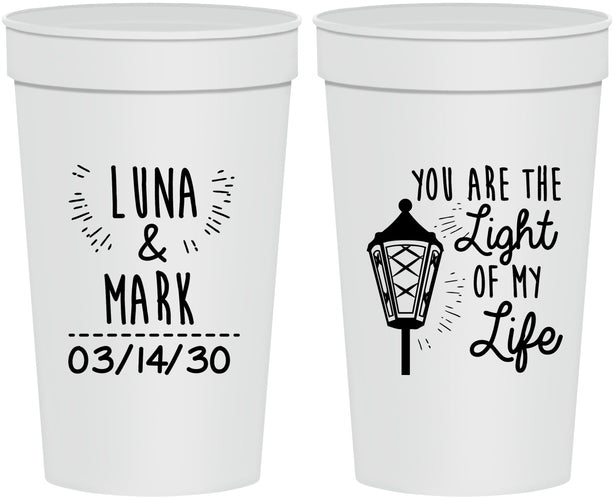 Personalized Wedding 32 oz Stadium Cups - You Are The Light Of My Life | 261
