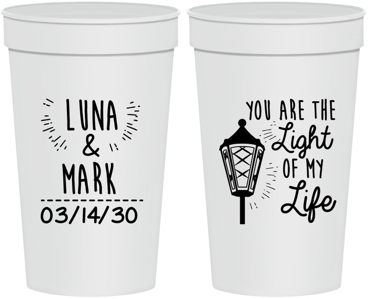 Personalized Wedding 32 oz Stadium Cups - You Are The Light Of My Life | 261