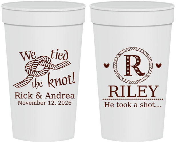 Personalized Wedding 32 oz Stadium Cups - We Tied The Knot | 263