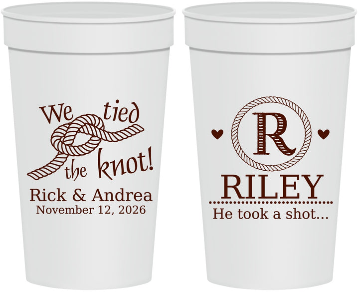 Personalized Wedding 32 oz Stadium Cups - We Tied The Knot | 263