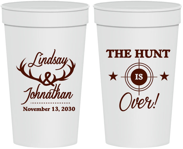 Personalized Wedding 32 oz Stadium Cups - The Hunt Is Over | 266