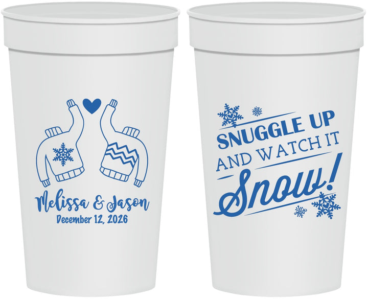 Personalized Wedding 32 oz Stadium Cups - Christmas Snow | 268
