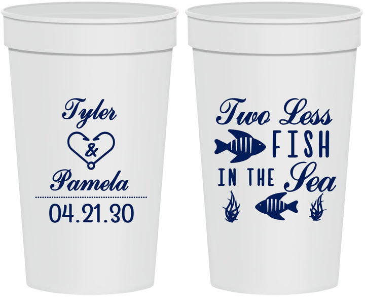 Personalized Wedding 32 oz Stadium Cups - Two Less Fish In The Sea | 270