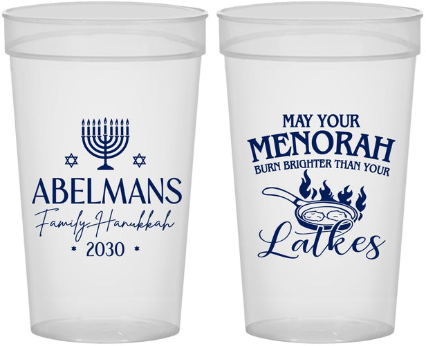 Personalized Hanukkah 32 oz Stadium Cups - Menorah Latkes | 270019