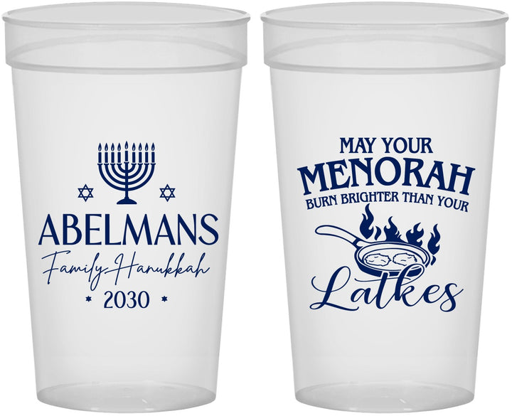 Personalized Hanukkah 32 oz Stadium Cups - Menorah Latkes | 270019