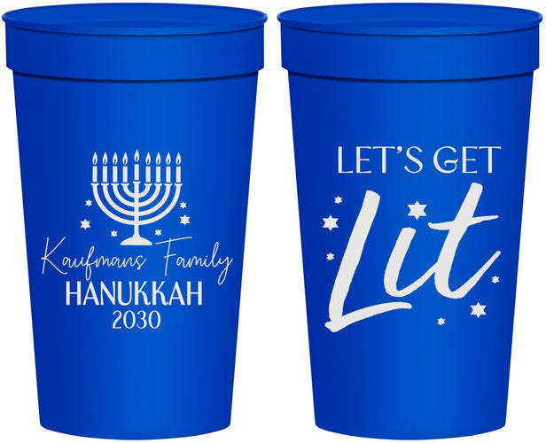 Personalized Hanukkah 32 oz Stadium Cups - Lets Get Lit | 270020