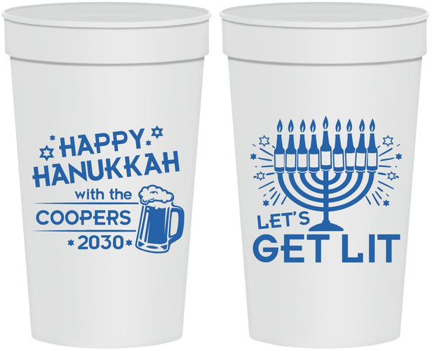 Personalized Hanukkah 32 oz Stadium Cups - Lets Get Lit | 270021