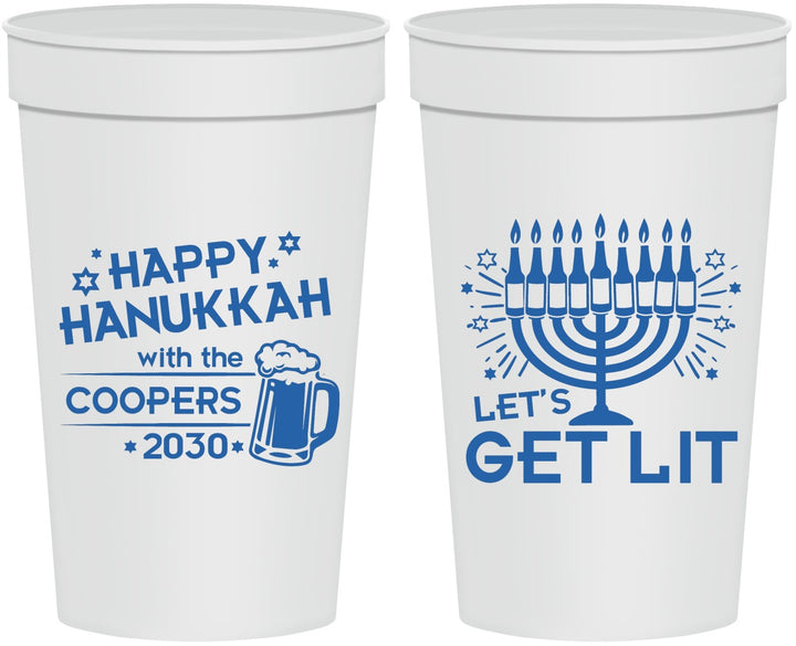 Personalized Hanukkah 32 oz Stadium Cups - Lets Get Lit | 270021