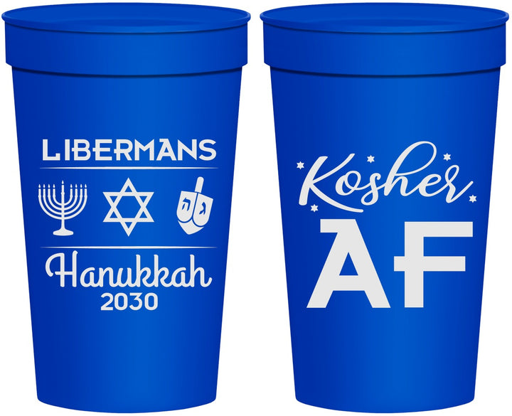 Personalized Hanukkah 32 oz Stadium Cups - Menorah Dreidel | 270024