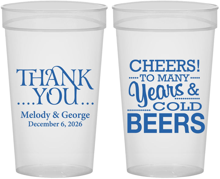 Personalized Wedding 32 oz Stadium Cups - Cheers Years Cold Beers | 271