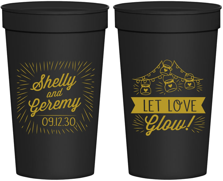 Personalized Wedding 32 oz Stadium Cups - Let Love Glow | 273