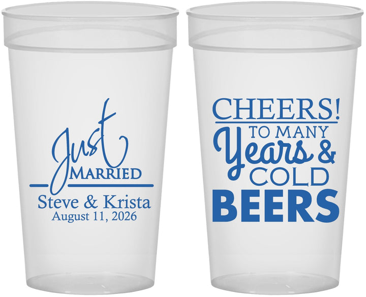 Personalized Wedding 32 oz Stadium Cups - Cheers Years Cold Beers | 274