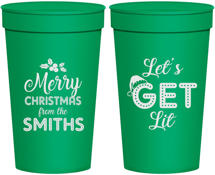 Personalized Christmas 32 oz Stadium Cups - Lets Get Lit | 280001